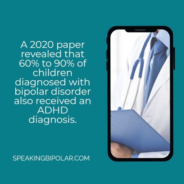 revealed that 60% to 90% of children diagnosed with bipolar disorder also received an ADHD diagnosis. SPEAKINGBIPOLAR.COM